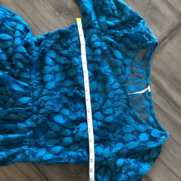 Free People Sheer Blue Lace Floral Dress - Size 0 - Picture 14 of 15